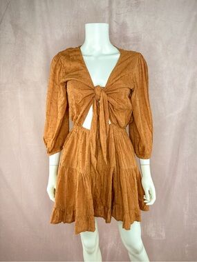 L Space Womens Orange Viscose Mini Dress Size Small Coverup Boho Beach Cutout
